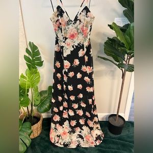 Beautiful floral spaghetti strap maxi with crisscross back straps